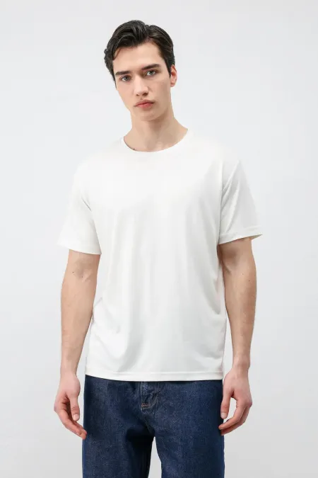 T-shirt homme Antioch Ecru coupe classique en tissu technique modal