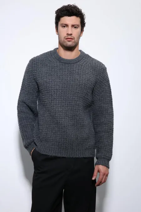 Pull en maille texturée anthracite Antioch pour homme