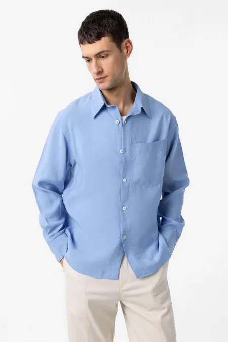 Chemise homme Antioch Blue en modal, coupe décontractée