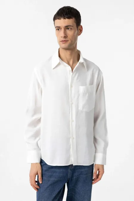 Chemise homme Antioch blanche en modal, coupe décontractée