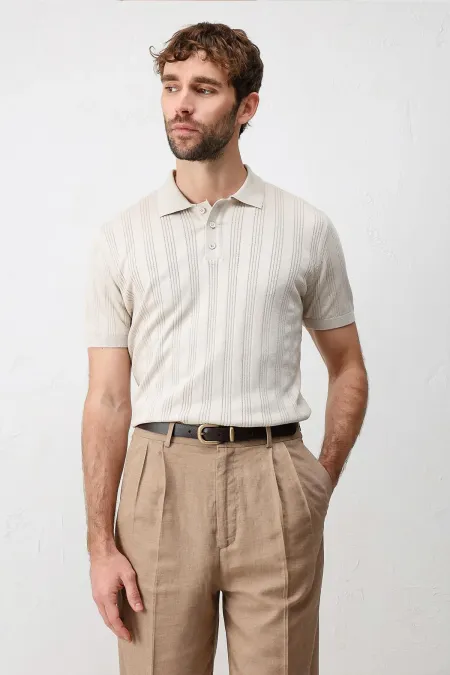 Polo homme en maille texturée Antioch Stone