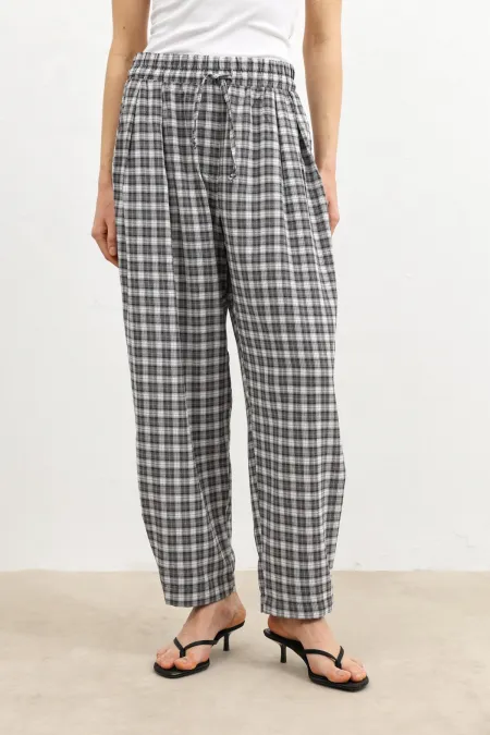 Antioch Grey Adjustable Hem Plaid Women's Trousers