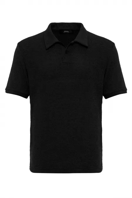 Antioch Siyah Polo Yaka Örme Erkek T-Shirt