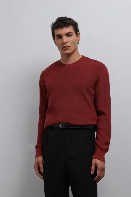 Pull texturé Antioch bordeaux clair pour homme
