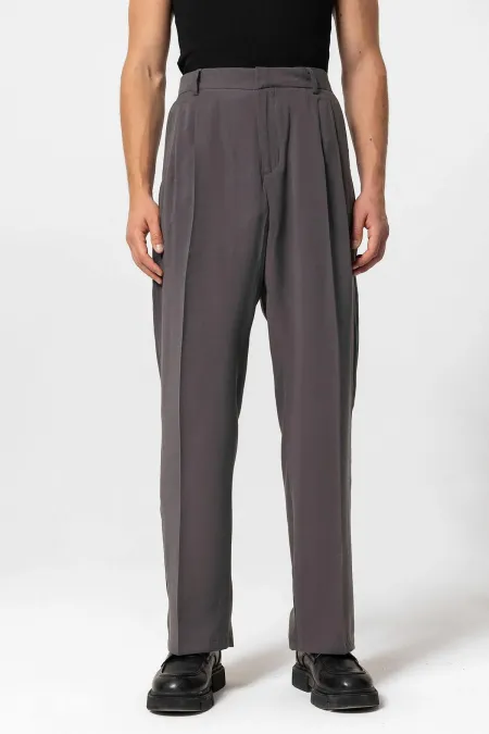 Antioch Anthracite High-Waisted Pleated Baggy Men's Trousers