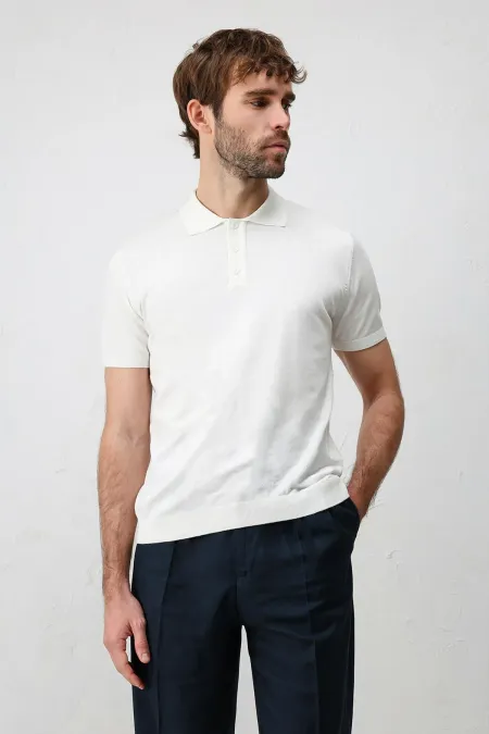 Antioch Ekru Comfort Slim Polo Yaka Erkek Triko T-Shirt