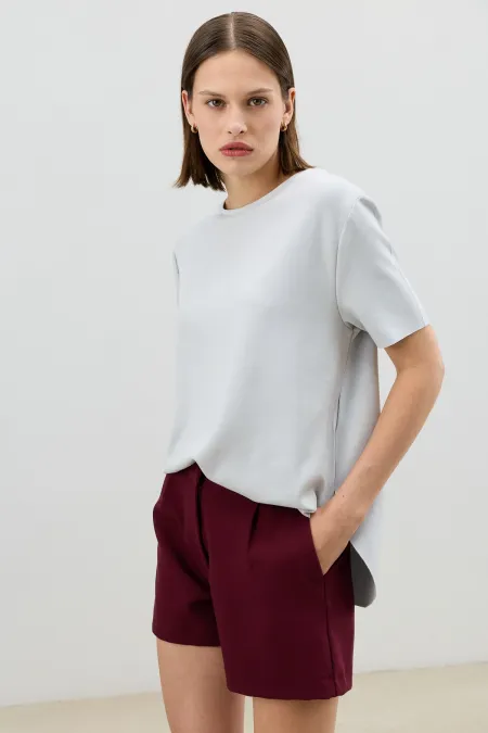 Antioch Açık Gri Dökümlü Kadın T-Shirt