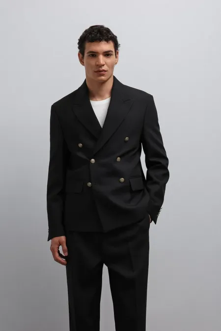 Antioch Black Double-Breasted Men's Blazer Jacket