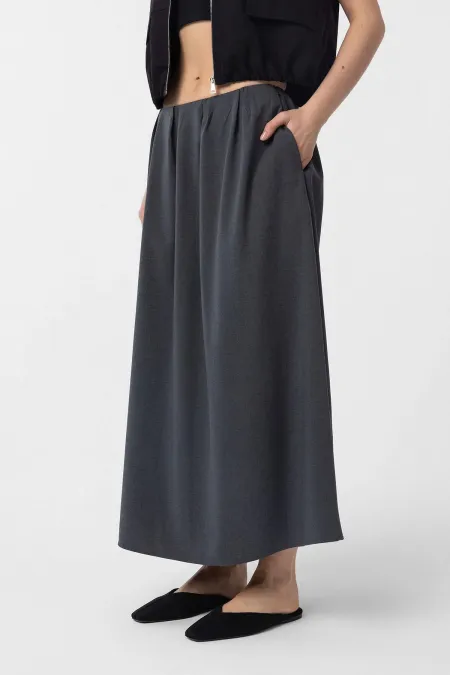 Jupe midi plissée grise Antioch pour femme
