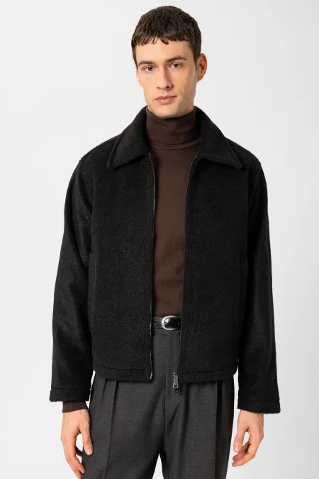 Veste Antioch noire décontractée à texture douce pour homme