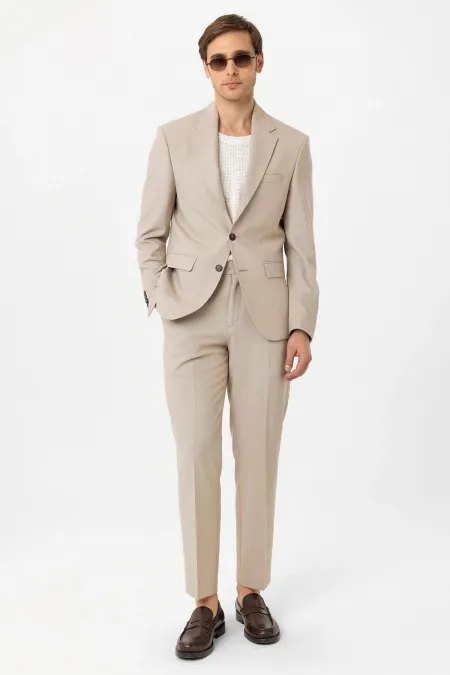 Costume classique pour homme Antioch beige, coupe ajustée