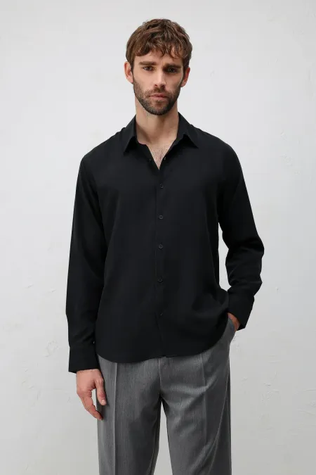 Antioch Black Technical Regular Fit Men's Shirt