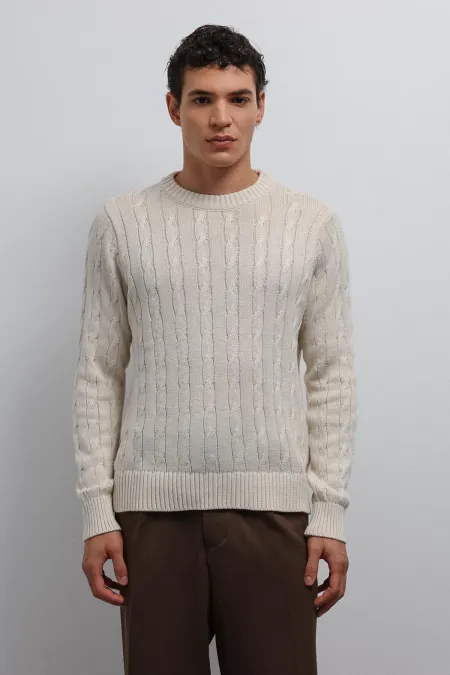 Pull en maille texturée beige Antioch pour homme