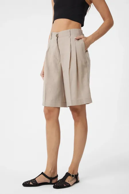 Antioch Bej Keten Karışımlı Kadın Bermuda