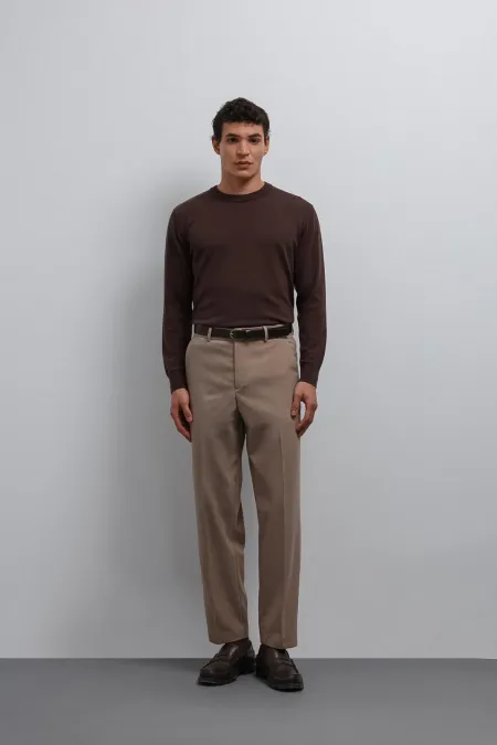 Antioch Beige Tapered Fit Men's Trousers