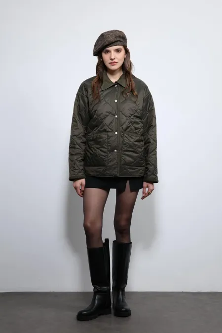 Antioch Haki Kontrast Yaka Desenli Mont