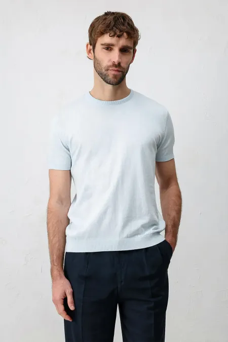 T-shirt Antioch Baby Blue Comfort Slim Knitwear