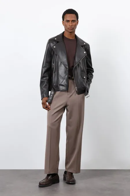 Veste de motard Antioch marron foncé 100 % cuir