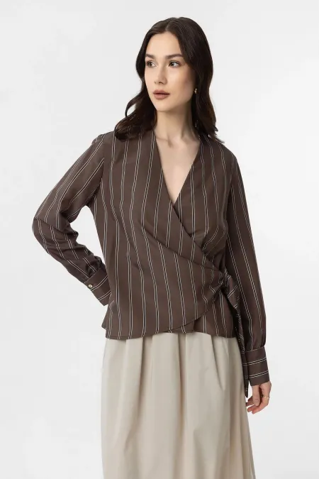 Antioch Coffee Draped Kimono Women's Shirt