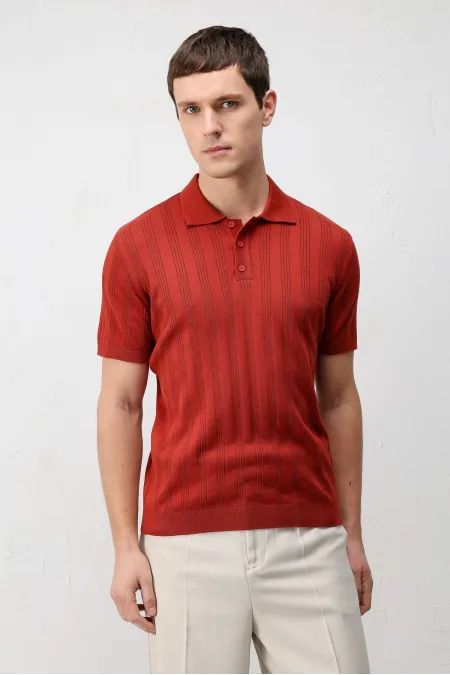Polo homme Antioch rouge en maille texturée