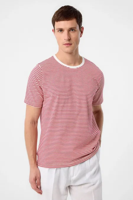 T-shirt rayé rouge Antioch coupe classique pour homme
