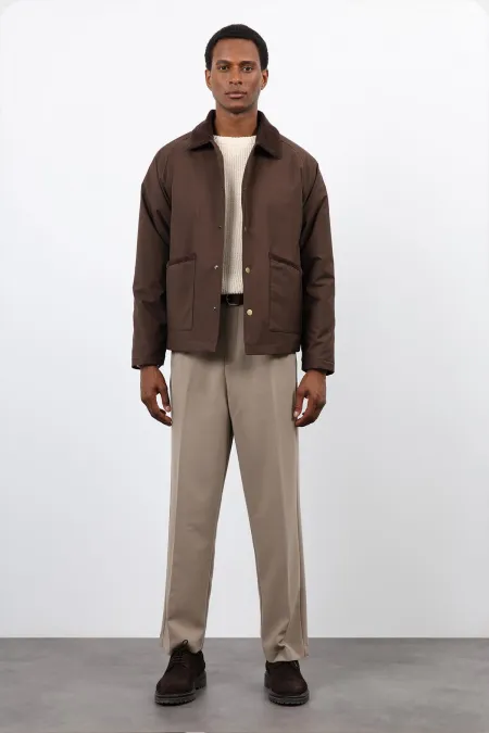 Antioch Kahve Kontrast Yaka Erkek Mont