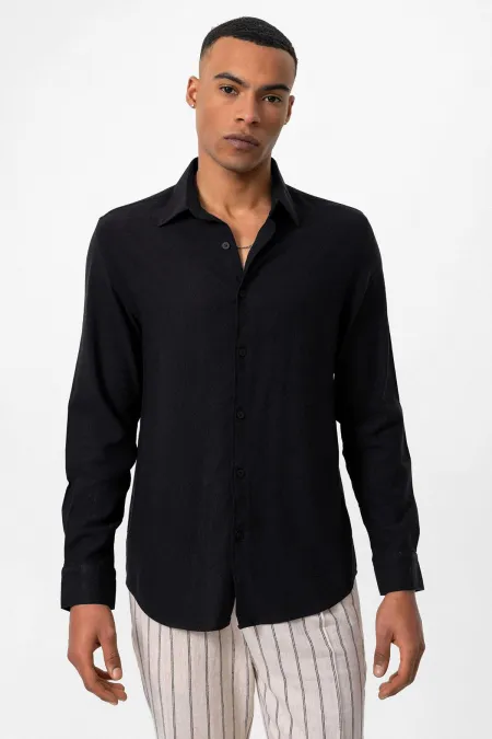 Chemise à manches longues noire Antioch pour homme