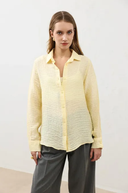Antioch Yellow Draped Muslin Women's Shirt