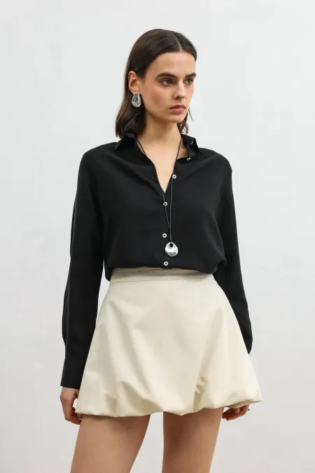 Chemise rayée Antioch Black 100 % lyocell pour femme avec mouchoir