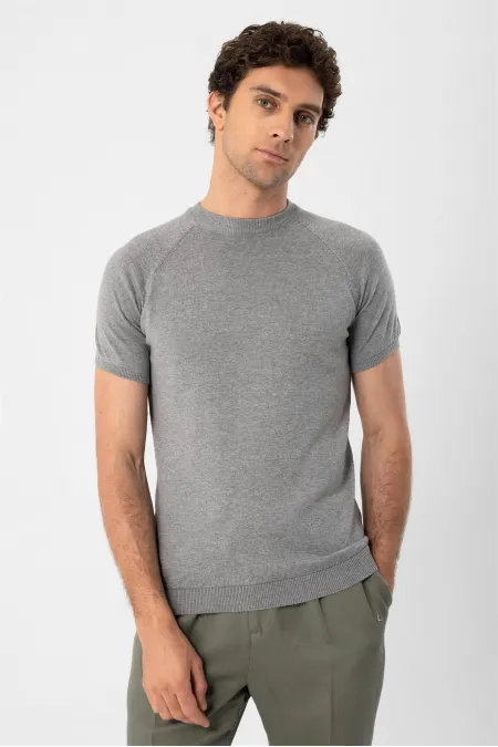 T-shirt Antioch Gray Melange à col rond en maille