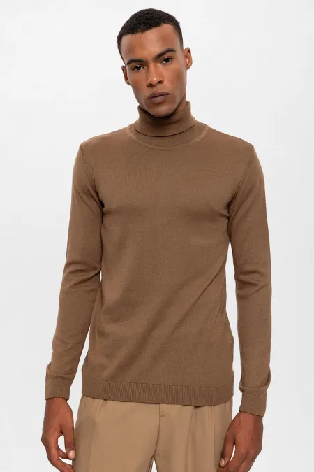 Pull à col roulé Antioch marron clair pour homme
