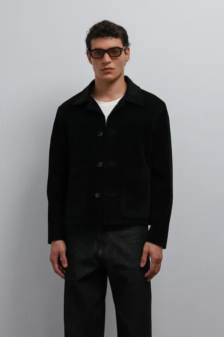 Veste classique pour homme en daim noir Antioch