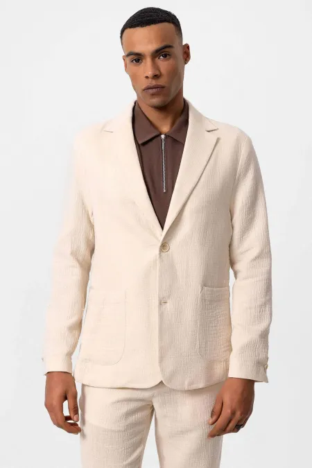 Antioch Ekru Astarsız Torba Cepli Erkek Blazer Ceket Antioch Ekru Astarsız Torba Cepli Erkek Blazer Ceket
