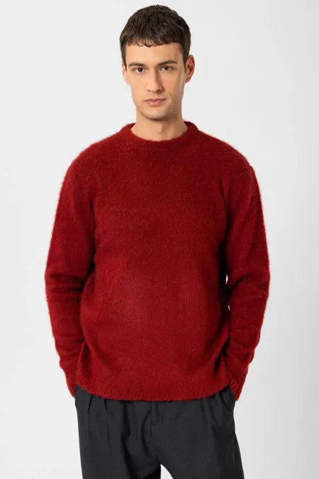 Pull homme Antioch bordeaux aspect laine