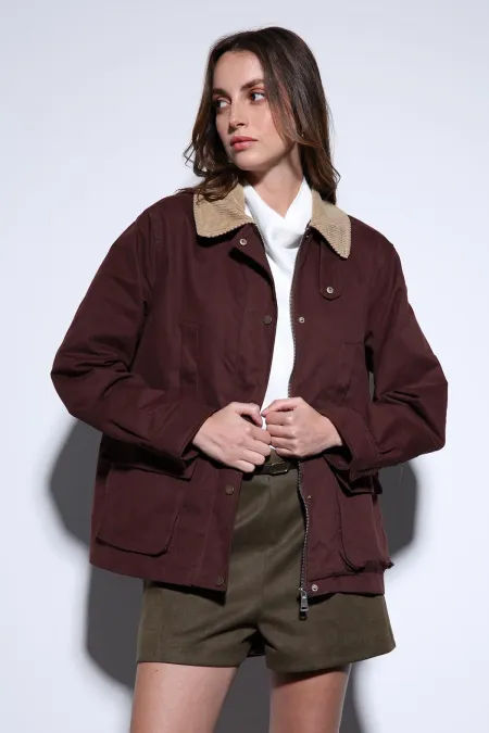 Veste Antioch bordeaux à col contrastant pour femme
