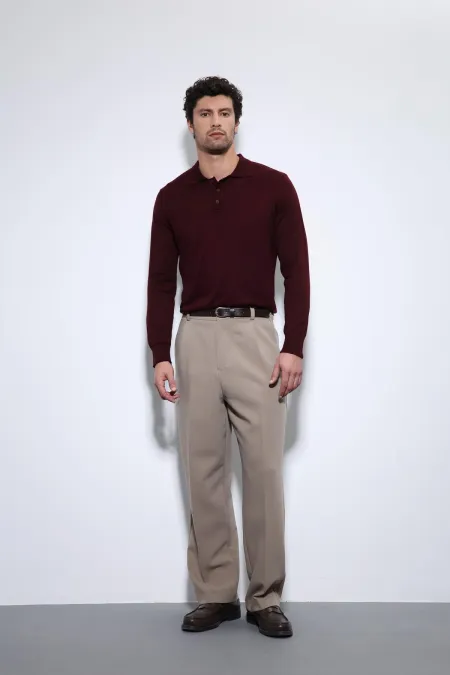Pull homme à col polo bordeaux Antioch