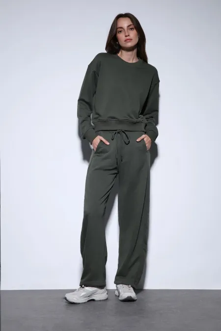 Sweat-shirt basique kaki Antioch pour femmes