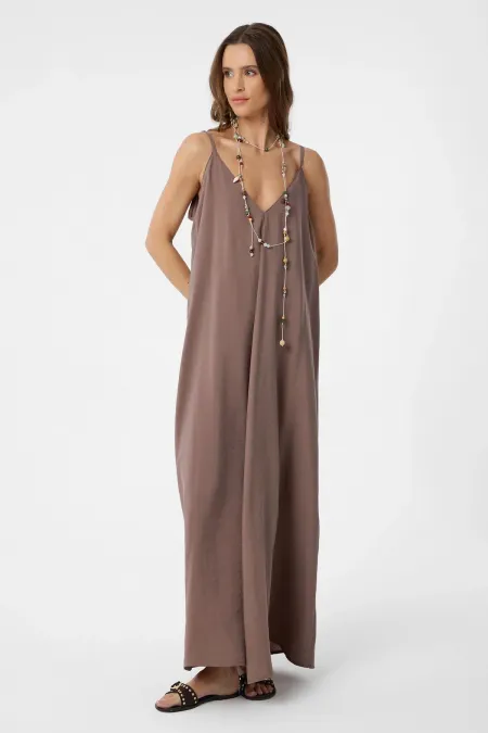 Antioch Coffee Strappy Modal Long Women's Dress