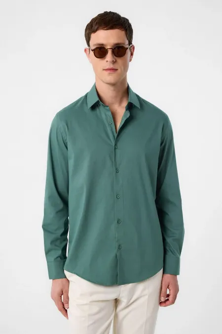 Antioch Green Slim Fit Men's Shirt