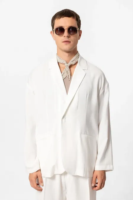 Antioch Ekru Oversize Astarsız Erkek Blazer Ceket