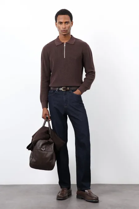 Pull en maille zippé pour homme Antioch Coffee