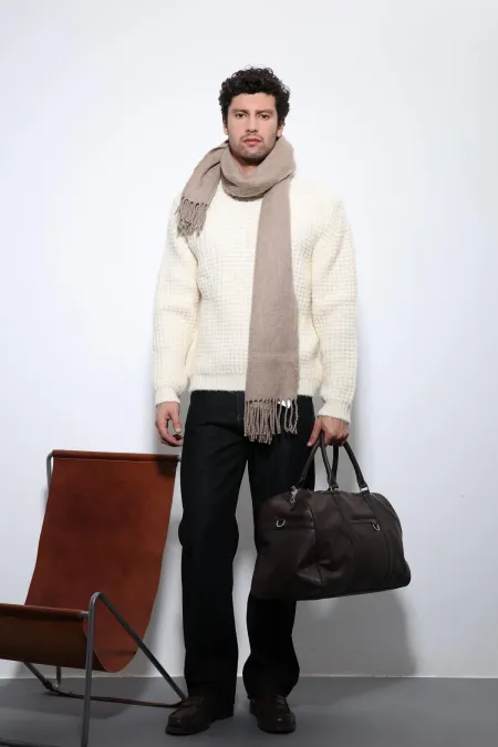 Pull en maille texturée beige Antioch pour homme