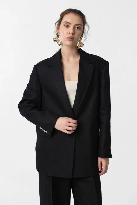 Antioch Black 100% Linen Women's Blazer Jacket
