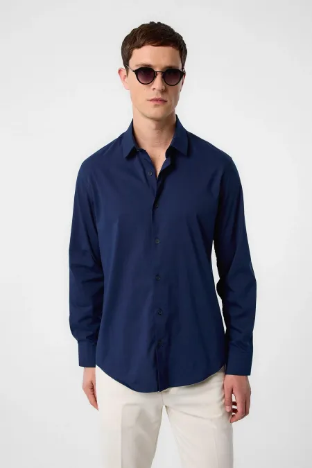 Antioch Navy Slim Fit Men's Shirt