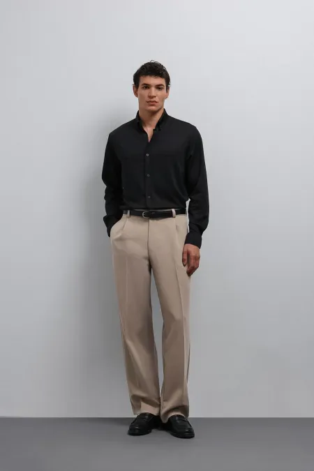 Antioch Stone Relax Fit Baggy Pleated Men's Trousers