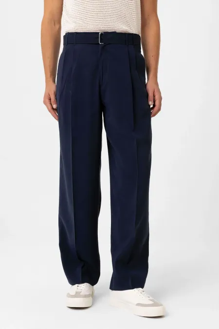 Pantalon homme Antioch Navy en modal, coupe décontractée et ceinture
