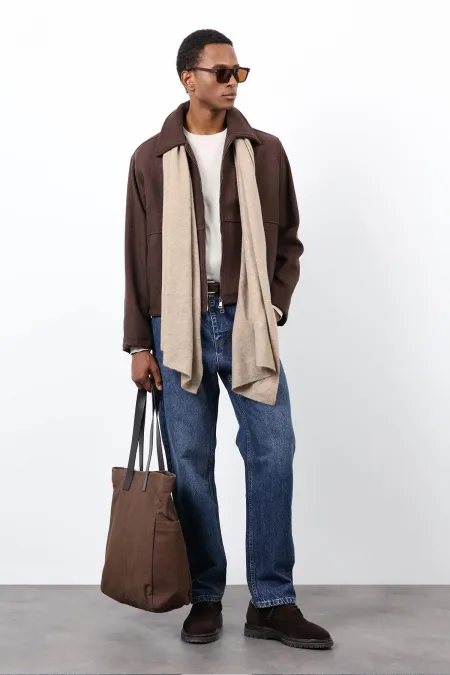 Antioch Kahve Regular Fit Dokulu Erkek Mont