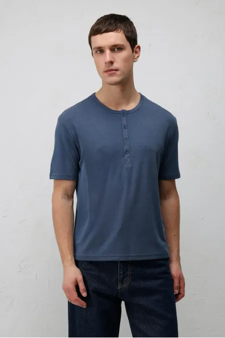 T-shirt homme Antioch Indigo à col boutonné