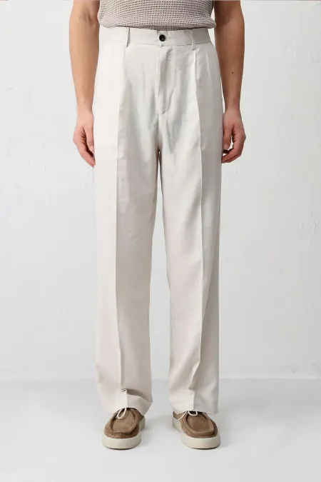 Pantalon ample pour homme Antioch en lin mélangé écru