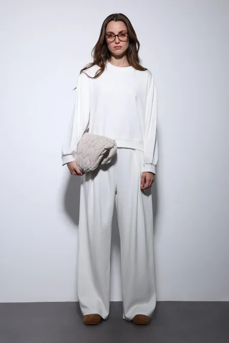 Antioch Ekru Geniş Paça Relaxed Kadın Takım